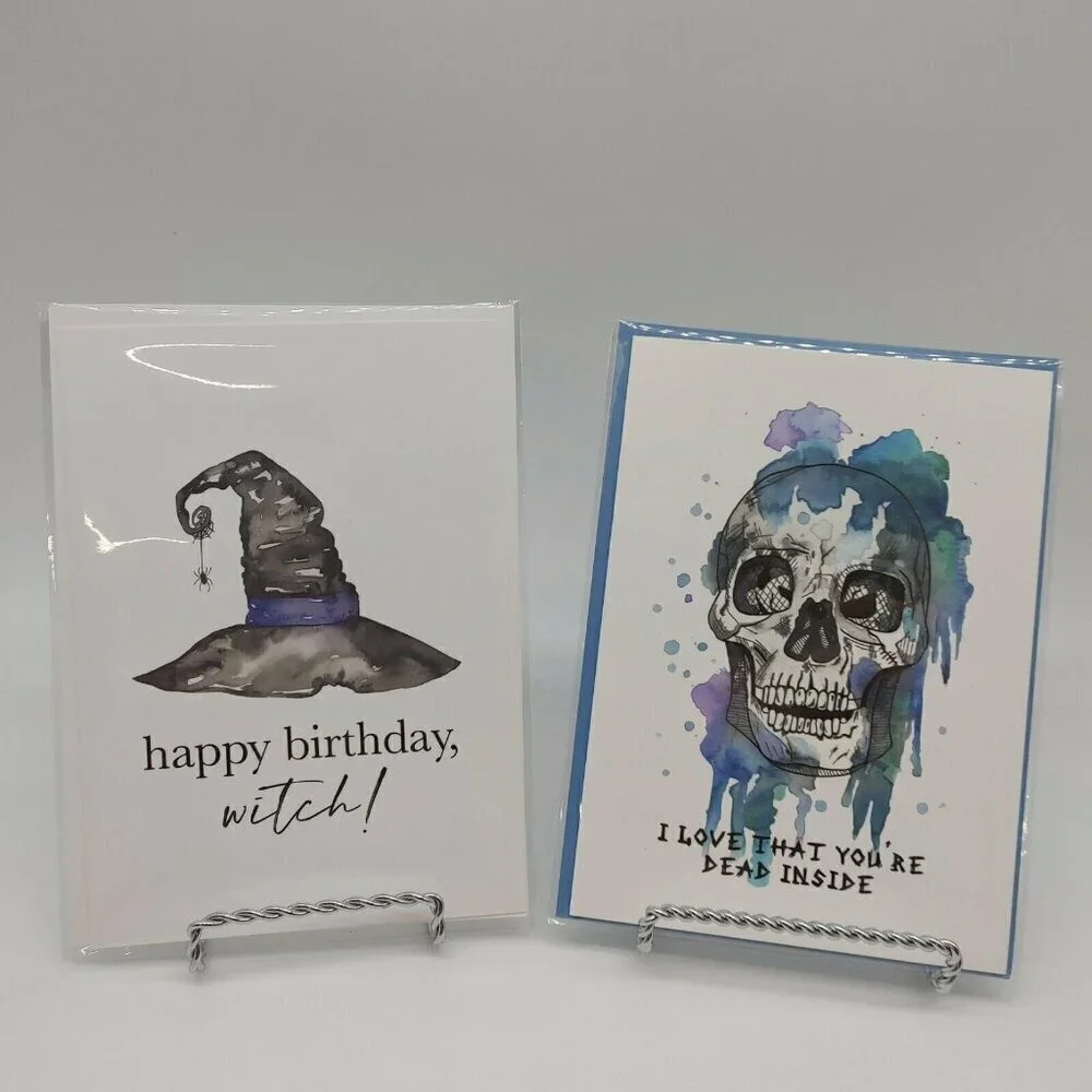 Halloween Themed Greeting Cards Happy Birthday Witch Dead Inside Envelopes Set 2
